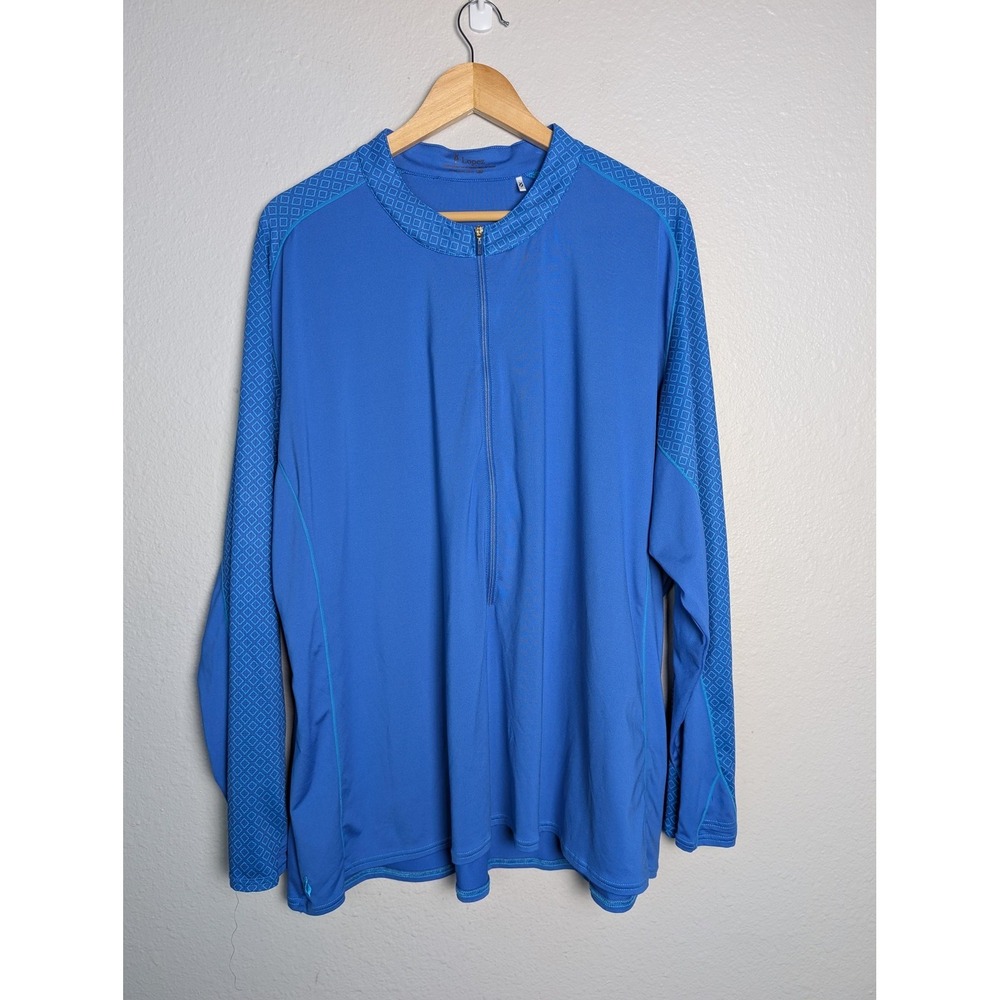 Lopez‎ Pullover Mens 3XL Blue DeLux Dri Quarter Zip Long Sleeve Athletic Top